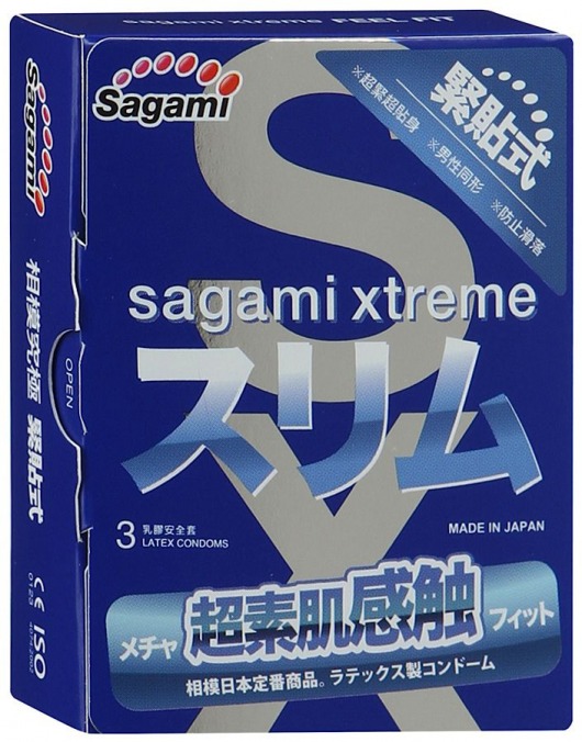 Розовые презервативы Sagami Xtreme FEEL FIT 3D - 3 шт. - Sagami - купить с доставкой в Сургуте