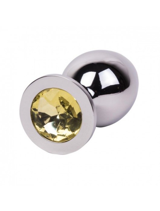 Большой стальной плаг с желтым кристаллом Sweet Lemon - 9,5 см. - Erotic Fantasy - купить с доставкой в Сургуте