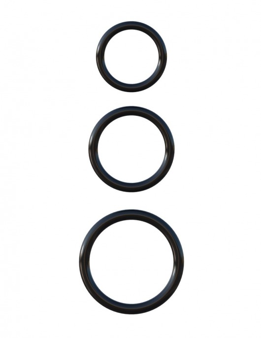 Набор из трех черных эрекционных колец Silicone 3-Ring Stamina Set - Pipedream - в Сургуте купить с доставкой