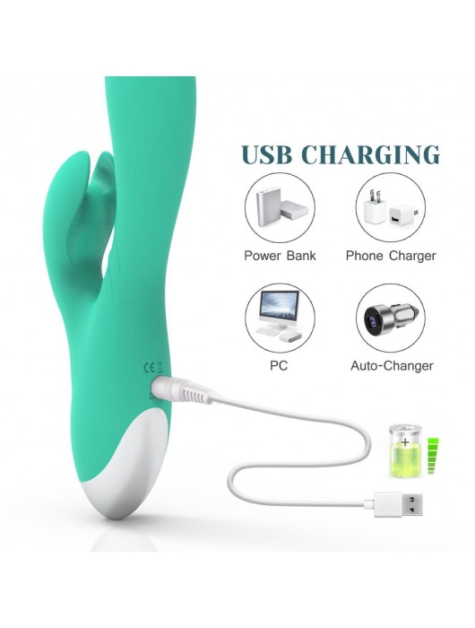 Зеленый вибратор-кролик Jade Rabbit Vibrator - 21,8 см. - Tracy s Dog