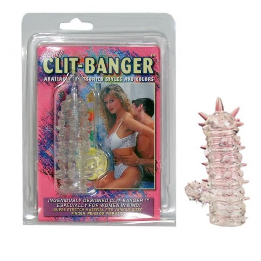 Прозрачная насадка с шипами и клиторальной шишечкой CLIT-BANGER SLEEVE IN CLEAR - Tonga - в Сургуте купить с доставкой