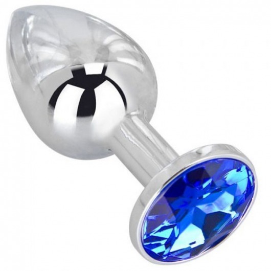 Анальное украшение BUTT PLUG  Small с синим кристаллом - 7 см. - Anal Jewelry Plug - купить с доставкой в Сургуте