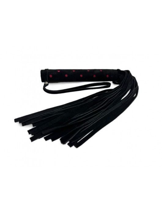 Черная замшевая плеть с красными точками на рукояти Red dot Princess - 43 см. - БДСМ Арсенал - купить с доставкой в Сургуте