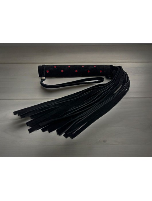 Черная замшевая плеть с красными точками на рукояти Red dot Princess - 43 см. - БДСМ Арсенал - купить с доставкой в Сургуте