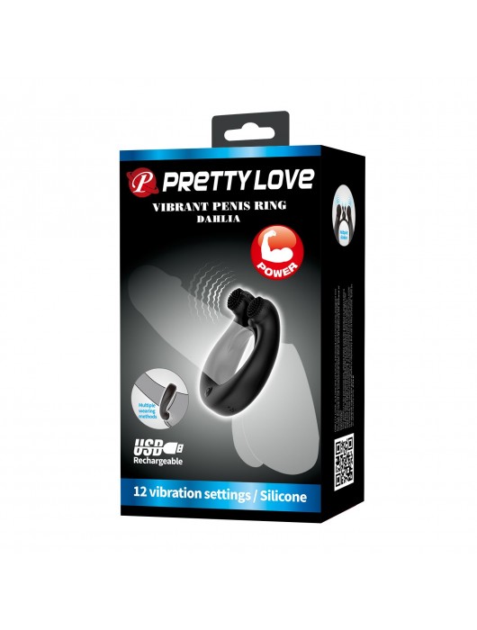 Черное эрекционное кольцо Dahlia с 2 стимулирующими щеточками - Baile - в Сургуте купить с доставкой