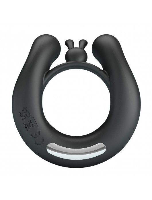 Черное эрекционное кольцо Dahlia с 2 стимулирующими щеточками - Baile - в Сургуте купить с доставкой