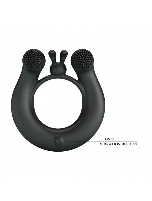 Черное эрекционное кольцо Dahlia с 2 стимулирующими щеточками - Baile - в Сургуте купить с доставкой