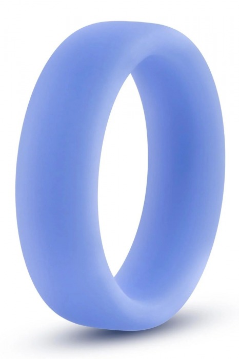 Голубое люминесцентное кольцо Silicone Glo Cock Ring - Blush Novelties - в Сургуте купить с доставкой
