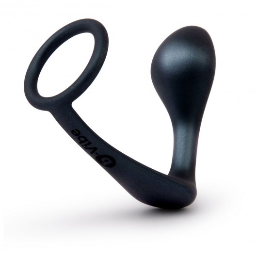 Черное эрекционное кольцо со стимулятором простаты Ringer Cock Ring   Plug - b-Vibe - в Сургуте купить с доставкой