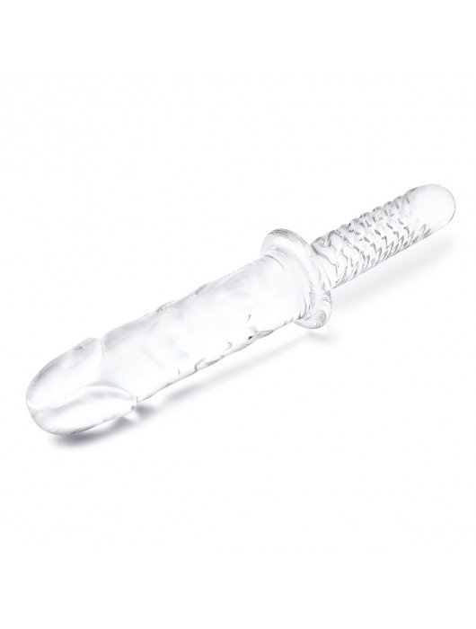 Стеклянный фаллоимитатор с рукоятью 11’’ Girthy Cock Double Ended With Handle - 28 см. - Glas