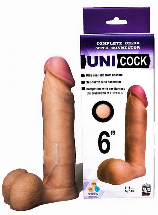 Насадка для страпона фаллической формы UNICOCK 6  - 18 см. - LOVETOY (А-Полимер) - купить с доставкой в Сургуте