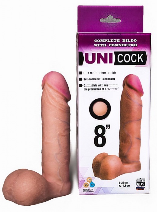 Фаллическая насадка для страпона UNICOCK 8  - 20 см. - LOVETOY (А-Полимер) - купить с доставкой в Сургуте