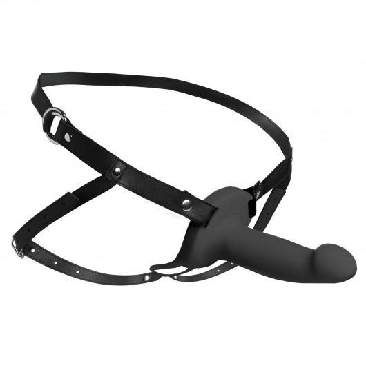 Черный полый страпон с вибрацией 2’’ Erection 28X Smooth Vibrating Silicone Penis Sheath - XR Brands - купить с доставкой в Сургуте
