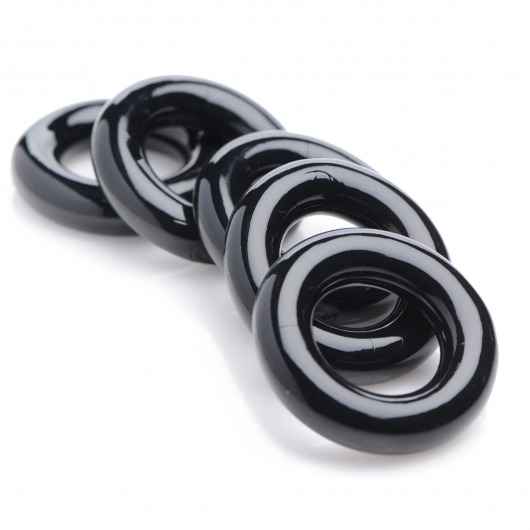 Комплект из 5 черных эрекционных колец для мошонки Ring Master Custom Ball Stretcher Kit - XR Brands - в Сургуте купить с доставкой