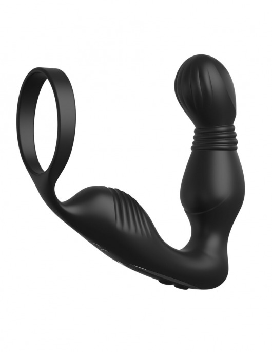 Черный вибростимулятор простаты с эрекционным кольцом Ass-Gasm Pro P-Spot Milker - Pipedream - в Сургуте купить с доставкой