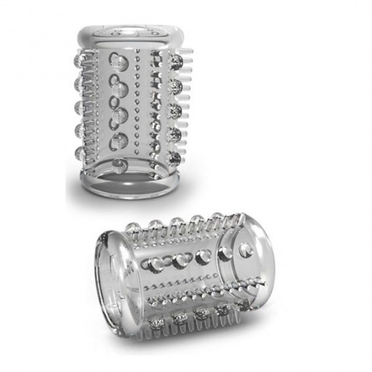 Прозрачная насадка с шипами и шишечками STAY HARD COCK SLEEVE 03 CLEAR - Blush Novelties - в Сургуте купить с доставкой