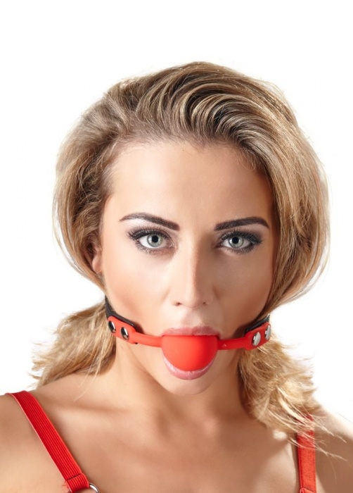 Силиконовый кляп-шар на чёрных ремешках Red Gag silicone - Orion - купить с доставкой в Сургуте