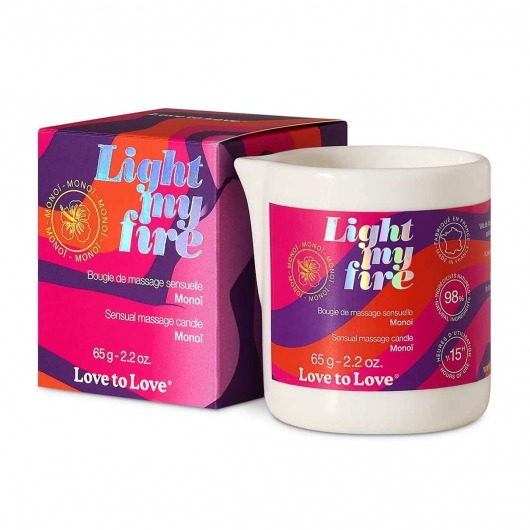 Массажная свеча Light My Fire с ароматом моной - 80 мл. - Love to Love - купить с доставкой в Сургуте