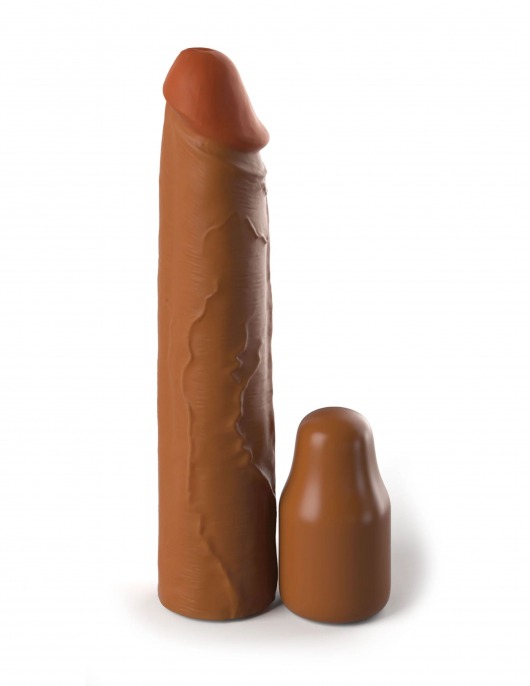 Коричневая насадка на член 2  Silicone X-tension - 20,3 см. - Pipedream - в Сургуте купить с доставкой