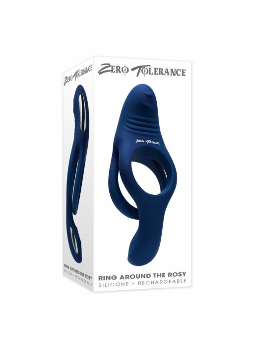 Синее эрекционное виброкольцо с двойным подхватом мошонки Ring Around The Rosy - Zero Tolerance - в Сургуте купить с доставкой