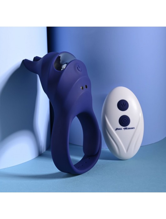 Синее эрекционное виброкольцо с клиторальной подушечкой и пультом ДУ Adjustable Fun Ring - Zero Tolerance - в Сургуте купить с доставкой