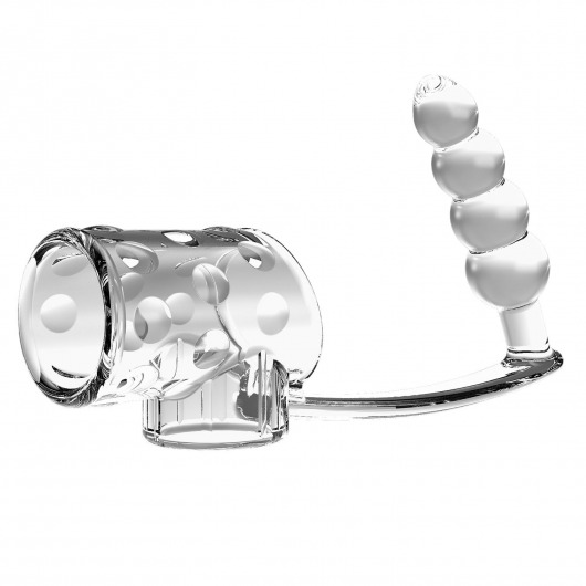 Прозрачная насадка на пенис и мошонку с анальным стимулятором Rilley - Baile - в Сургуте купить с доставкой