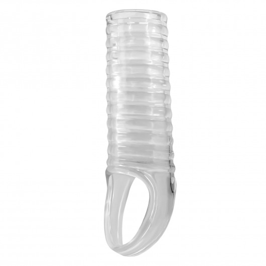 Прозрачная насадка на пенис с ребрышками и подхватом мошонки - Baile - в Сургуте купить с доставкой