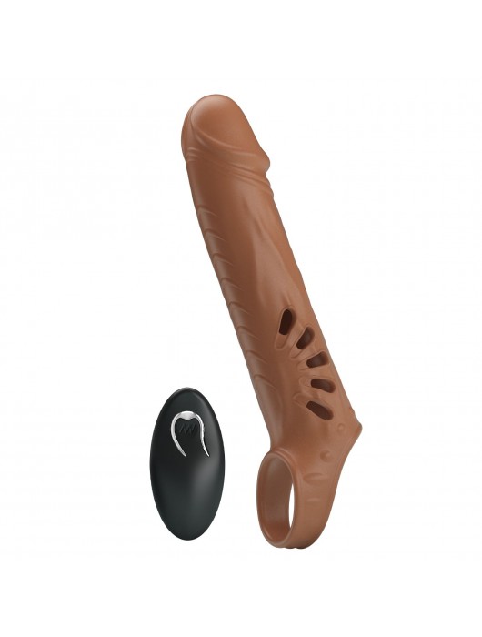 Коричневая вибронасадка с подхватом мошонки и пультом ДУ - Baile - в Сургуте купить с доставкой