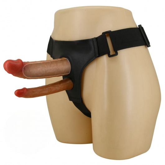 Темно-бежевый фаллопротез для двойного проникновения - 17,5 см. - Baile - купить с доставкой в Сургуте