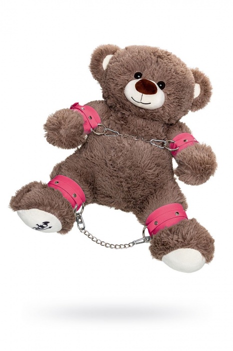 Бондажный набор: бурый мишка с розовыми оковами и наручниками - Pecado - купить с доставкой в Сургуте