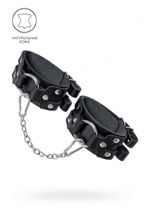 Черные кожаные оковы с двумя ремешками - Pecado - купить с доставкой в Сургуте