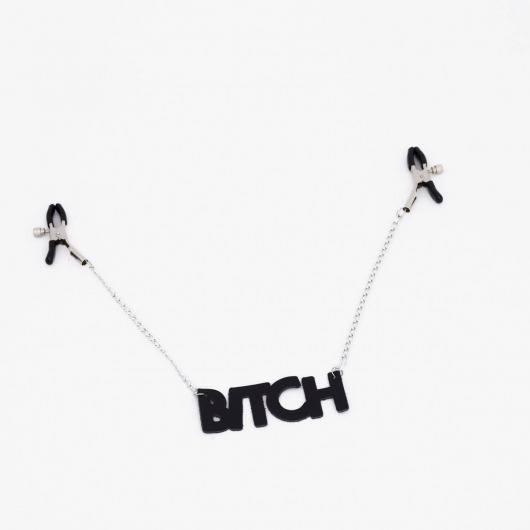 Зажимы на соски с кожаной подвеской Bitch - Crazy Handmade - купить с доставкой в Сургуте