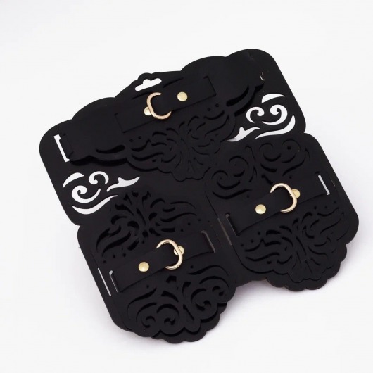 Фигурный набор для БДСМ-игр с узорами и золотистой фурнитурой - Crazy Handmade - купить с доставкой в Сургуте