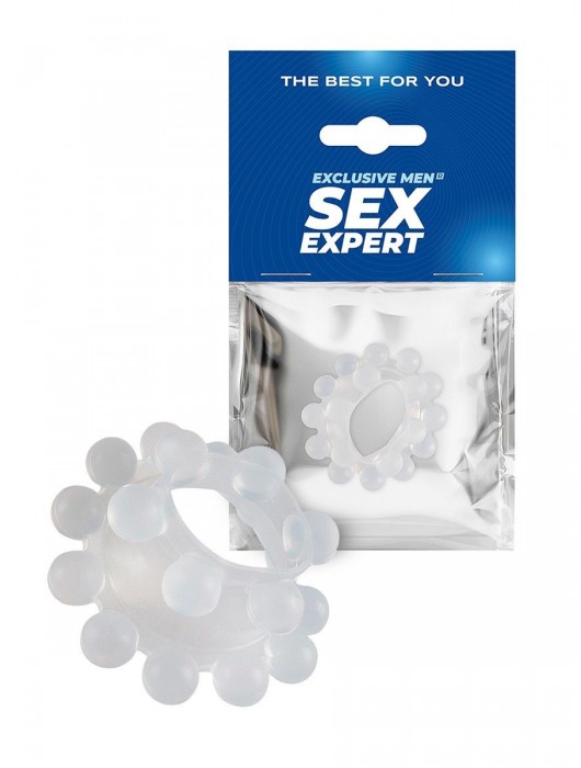 Эластичное эрекционное кольцо с двумя рядами шариков - Sex Expert - в Сургуте купить с доставкой