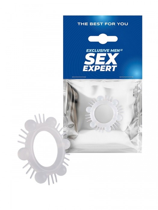 Эластичное эрекционное кольцо с шипиками и шариками - Sex Expert - в Сургуте купить с доставкой