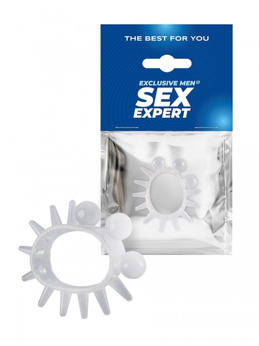 Эластичное эрекционное кольцо с шариками и лучами - Sex Expert - в Сургуте купить с доставкой