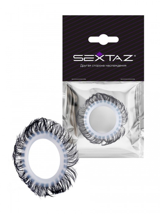 Эластичное эрекционное колечко с черными «ресничками» - Sextaz - в Сургуте купить с доставкой