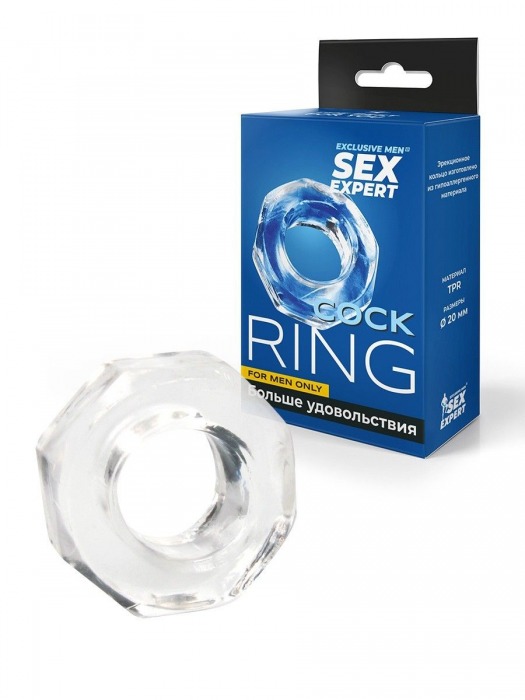 Прозрачное эрекционное кольцо в форме гайки - Sex Expert - в Сургуте купить с доставкой