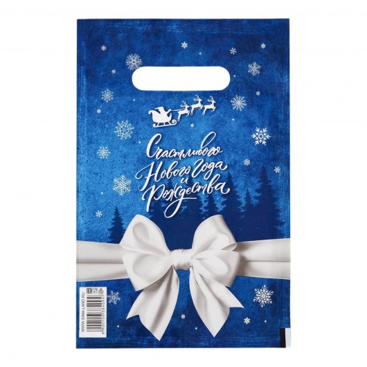 Сине-белый подарочный новогодний пакет с вырубной ручкой (20х30 см) - Сима-Ленд - купить с доставкой в Сургуте