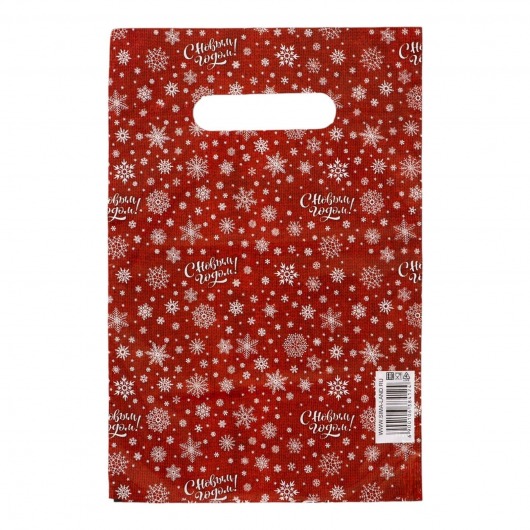 Красный подарочный новогодний пакет с вырубной ручкой (20х30 см) - Сима-Ленд - купить с доставкой в Сургуте