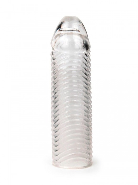 Прозрачная закрытая насадка на пенис с ребрышками - 16 см. - Sex Expert - в Сургуте купить с доставкой