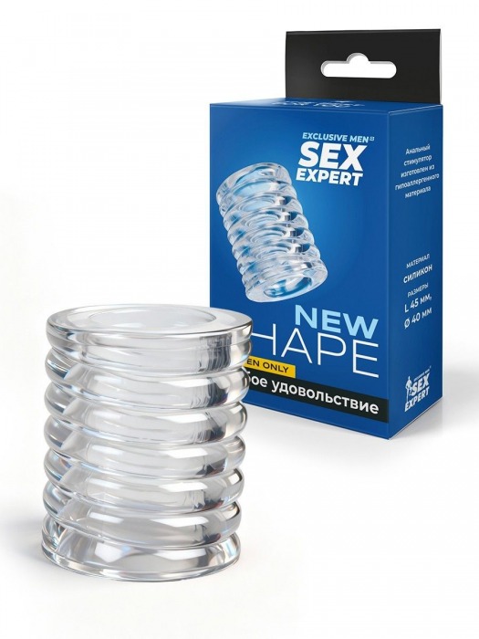 Прозрачная сквозная насадка на пенис с ребрышками - Sex Expert - в Сургуте купить с доставкой