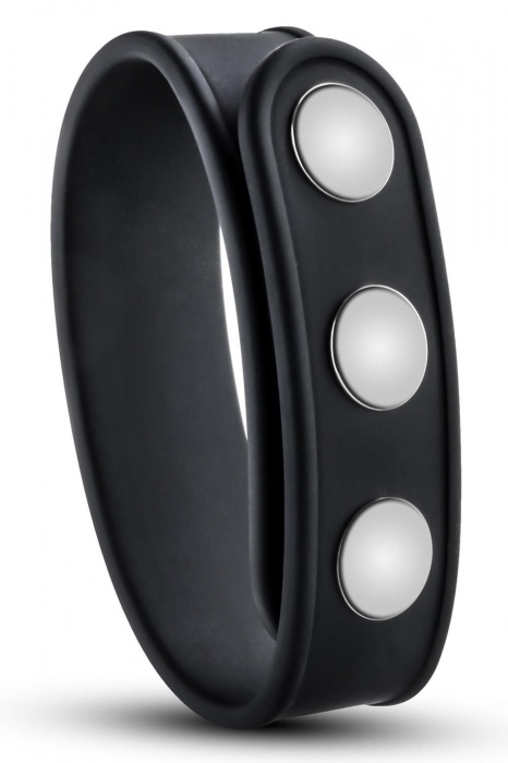 Черное эрекционное кольцо на кнопках - Blush Novelties - в Сургуте купить с доставкой