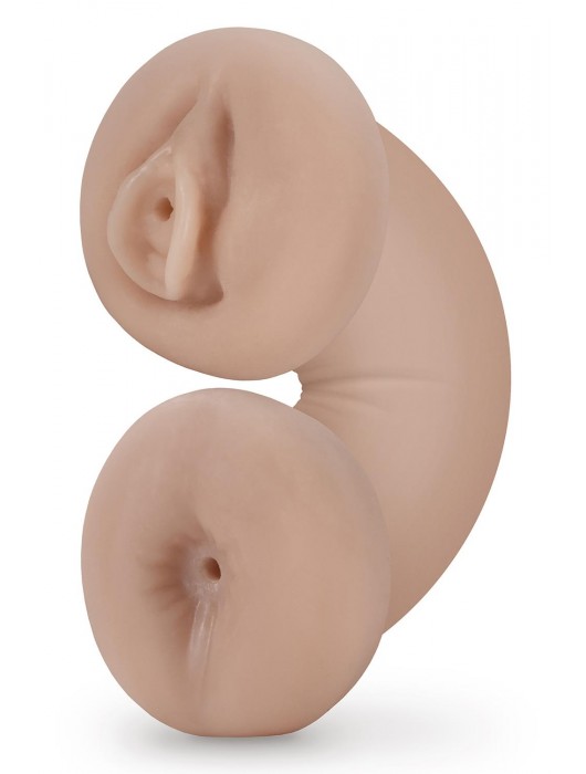 Телесный люминесцентный двусторонний мастурбатор Tasha - Blush Novelties - в Сургуте купить с доставкой