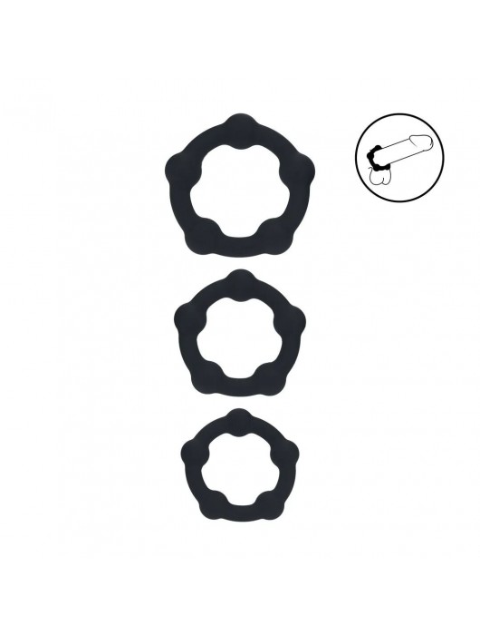 Набор из 3 эрекционных колец Beaded Silicone Cockring Set - Shots Media BV - в Сургуте купить с доставкой