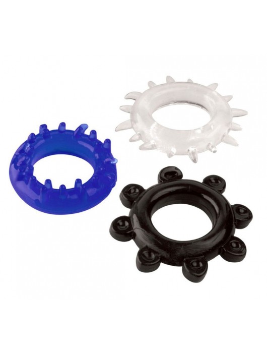 Набор из 3 эрекционных колец разного цвета и рельефа - Boys of Toys - в Сургуте купить с доставкой