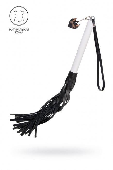 Плеть с белой рукоятью и чёрными хлыстами - 50 см. - Pecado - купить с доставкой в Сургуте