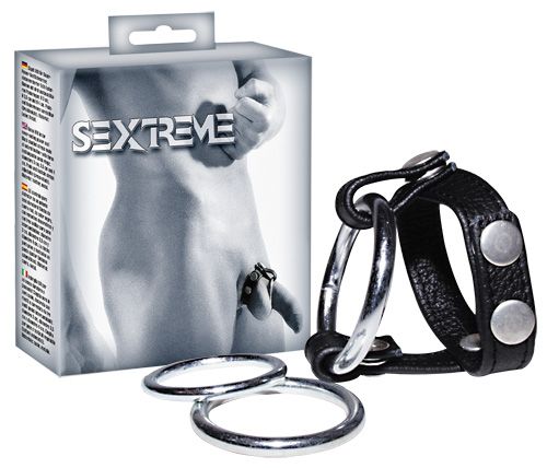 Подхват для мошонки с 3 съемными эрекционными кольцами Leder-Riemen - Orion - в Сургуте купить с доставкой