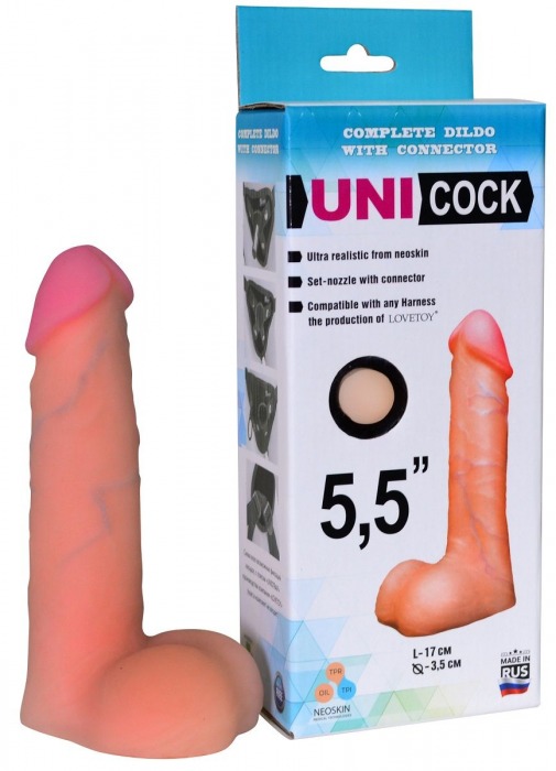 Фаллическая насадка Харнесс UNICOCK 5,5  - 17 см. - LOVETOY (А-Полимер) - купить с доставкой в Сургуте