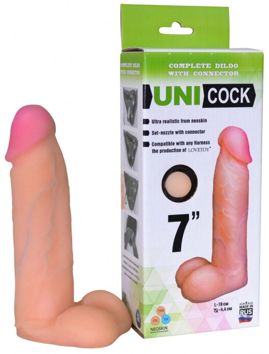 Фаллическая насадка Харнесс UNICOCK 7  - 19 см. - LOVETOY (А-Полимер) - купить с доставкой в Сургуте